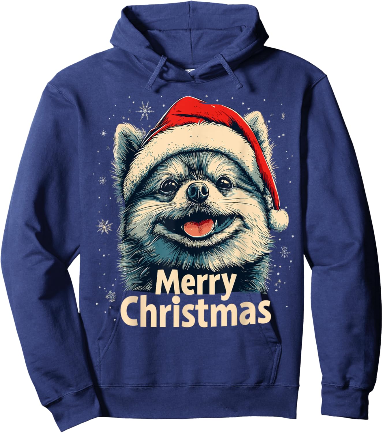 Pomeranian Santa Hat Merry Christmas Xmas Pom Lover Pajama Hoodie - Hoodie | Navy