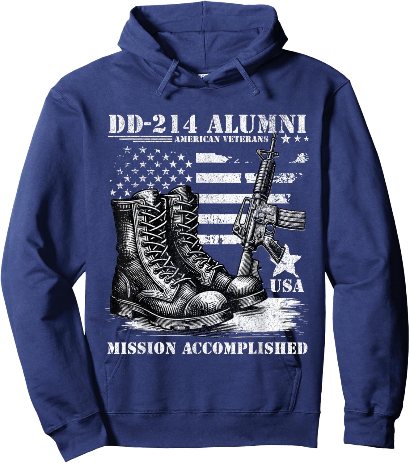 DD 214 Alumni USA Military Veteran American Flag DD-214 Hoodie - Hoodie | Navy