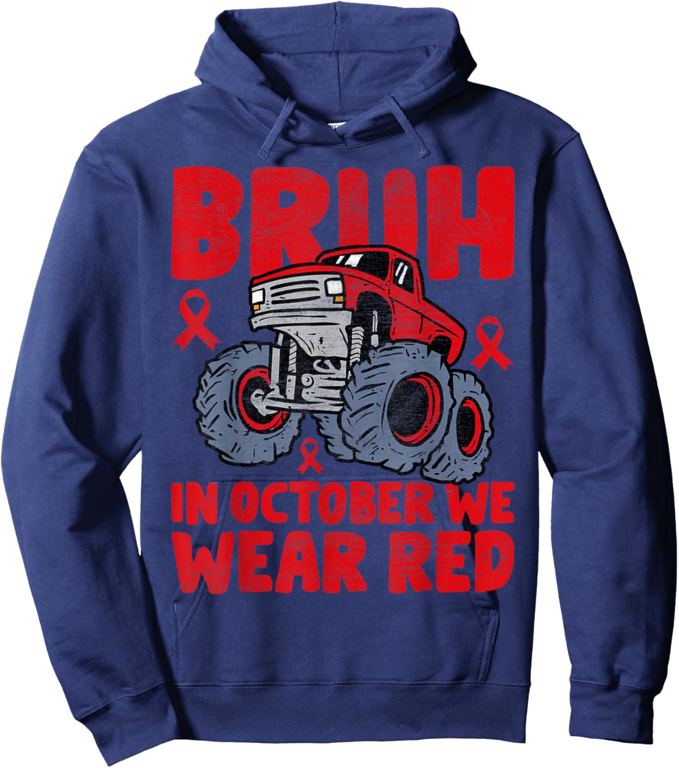 Red Ribbon Week Shirt for Kids Boys Bruh In October Wear Red Hoodie - Hoodie | Navy