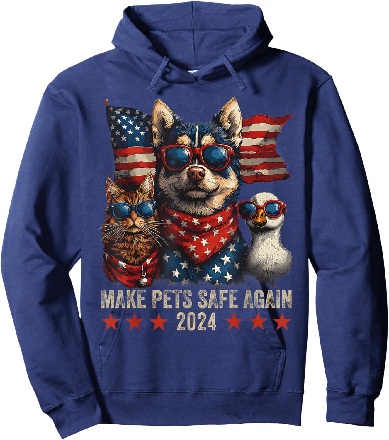 Make Pets Safe Again Trump 2024 Save Our Pets Hoodie - Hoodie | Navy