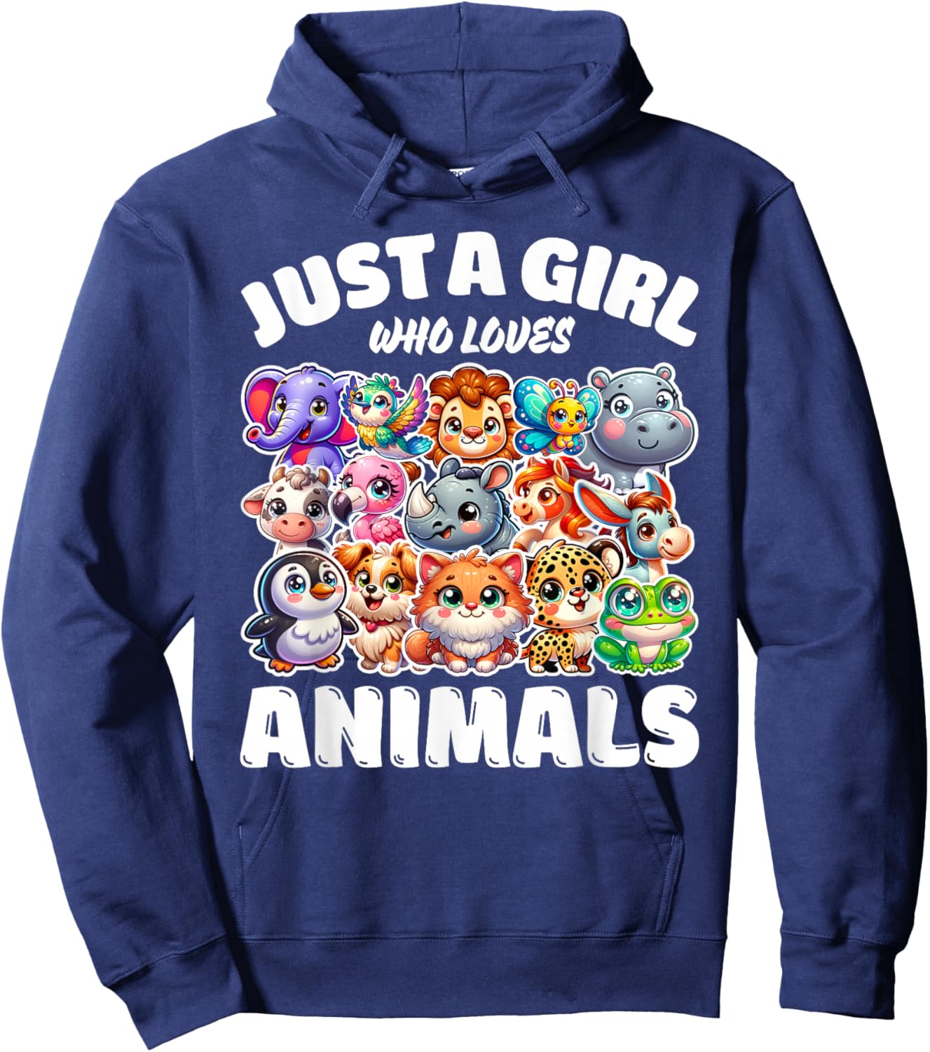 Just A Girl Who Loves Animals, Cute Animal Lovers Hoodie - Hoodie | Navy