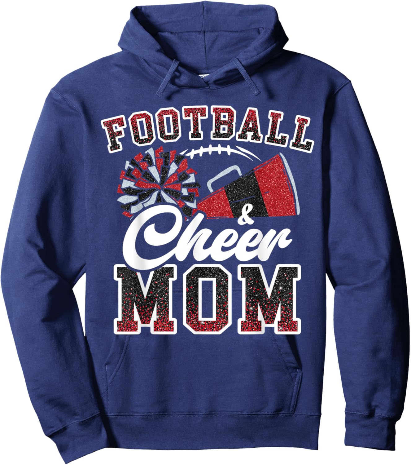 Loud Proud Football And Cheer Mom Cheerleader Mom Mama Red Hoodie - Hoodie | Navy