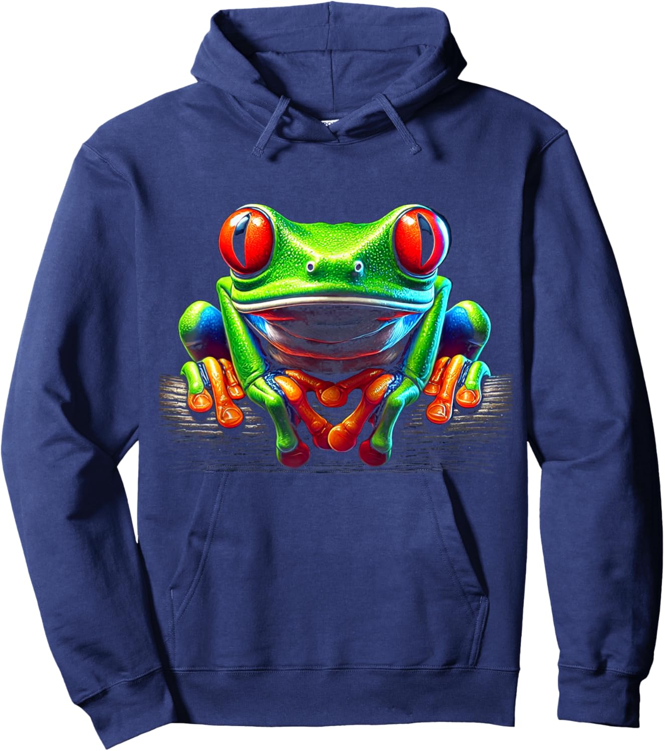 Green Body Red Eyed Tree Frog Rainforest Amphibian Hoodie - Hoodie | Navy