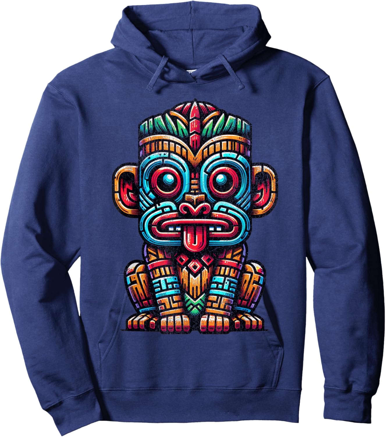 Tiki Totem Monkey Shirt Polynesian Lanai Hawaiian Animal Hoodie - Hoodie | Navy