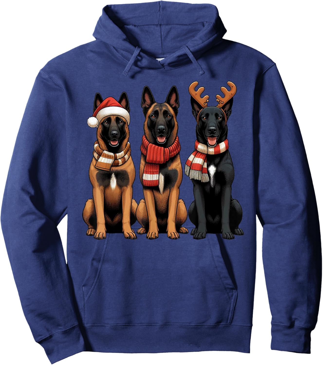 Santa Reindeer Belgian Malinois Christmas Malinois Dog Lover Women Hoodie - Hoodie | Navy