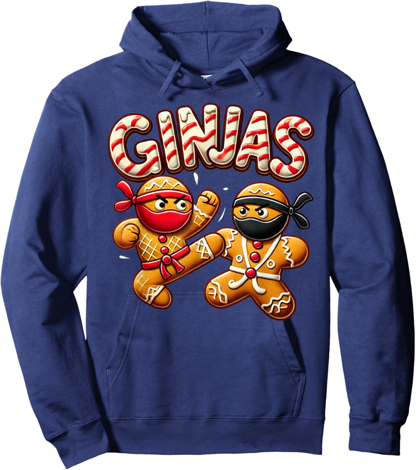 Funny Ginjas Gingerbread Ninjas for kid boys Christmas Xmas Hoodie - Hoodie | Navy