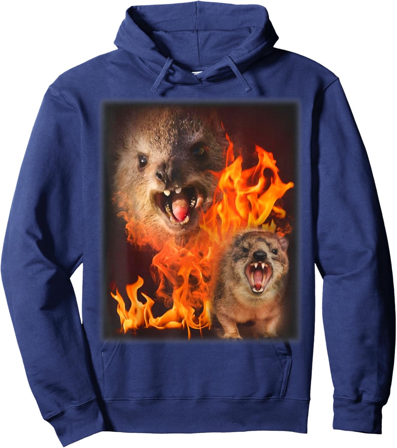 Funny Rock Hyrax Fire Meme Hoodie - Hoodie | Navy