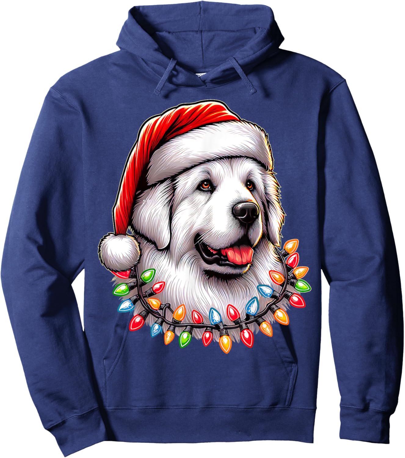Great Pyrenees Dog Christmas Hat Xmas Hoodie - Hoodie | Navy