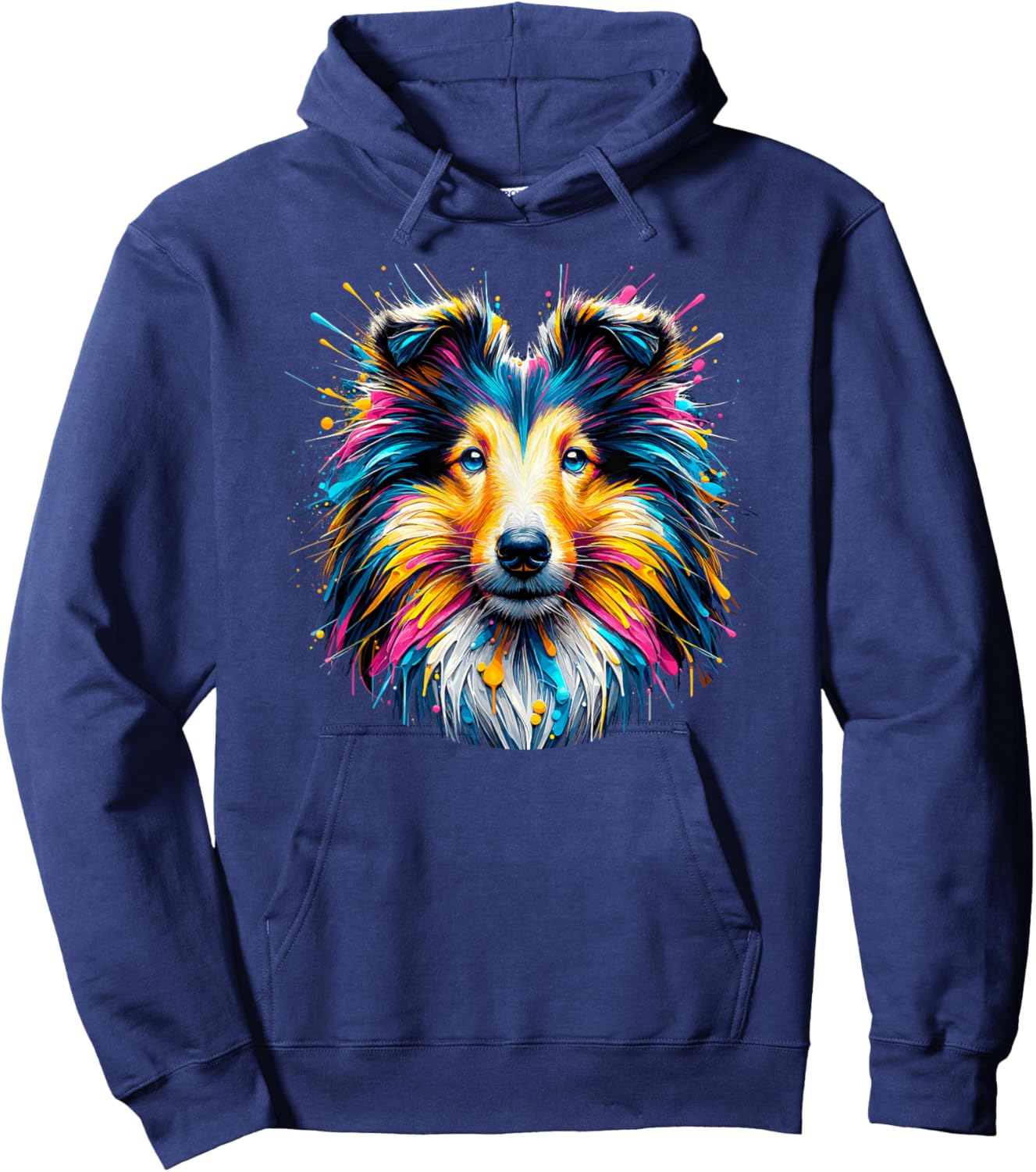 Splash Art Shetland Sheepdog Sheltie Women Girls Kids Hoodie - Hoodie | Navy