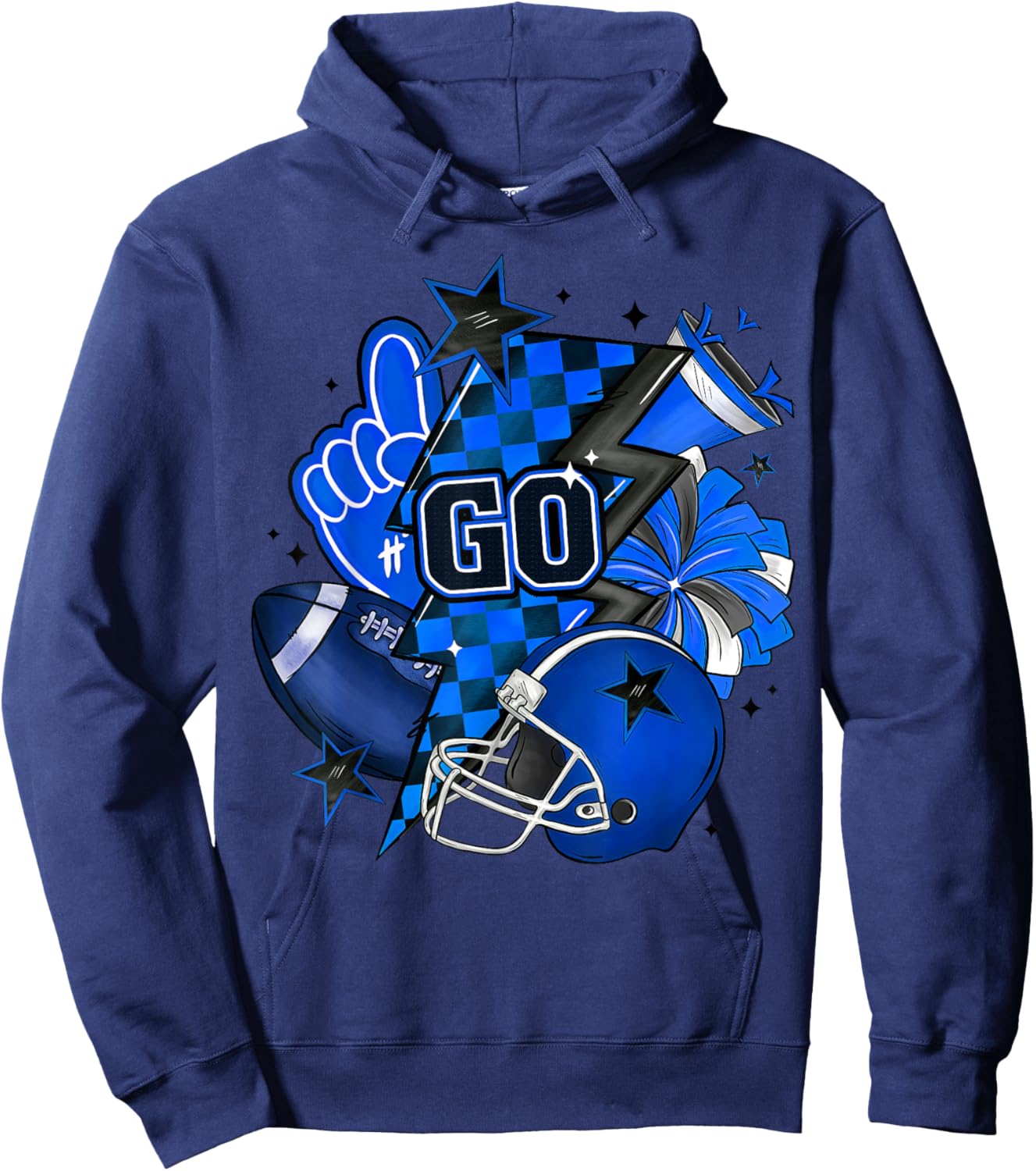 Game Day Cheer Blue Coquette Bow Touchdown Season Football Hoodie - Hoodie | Navy