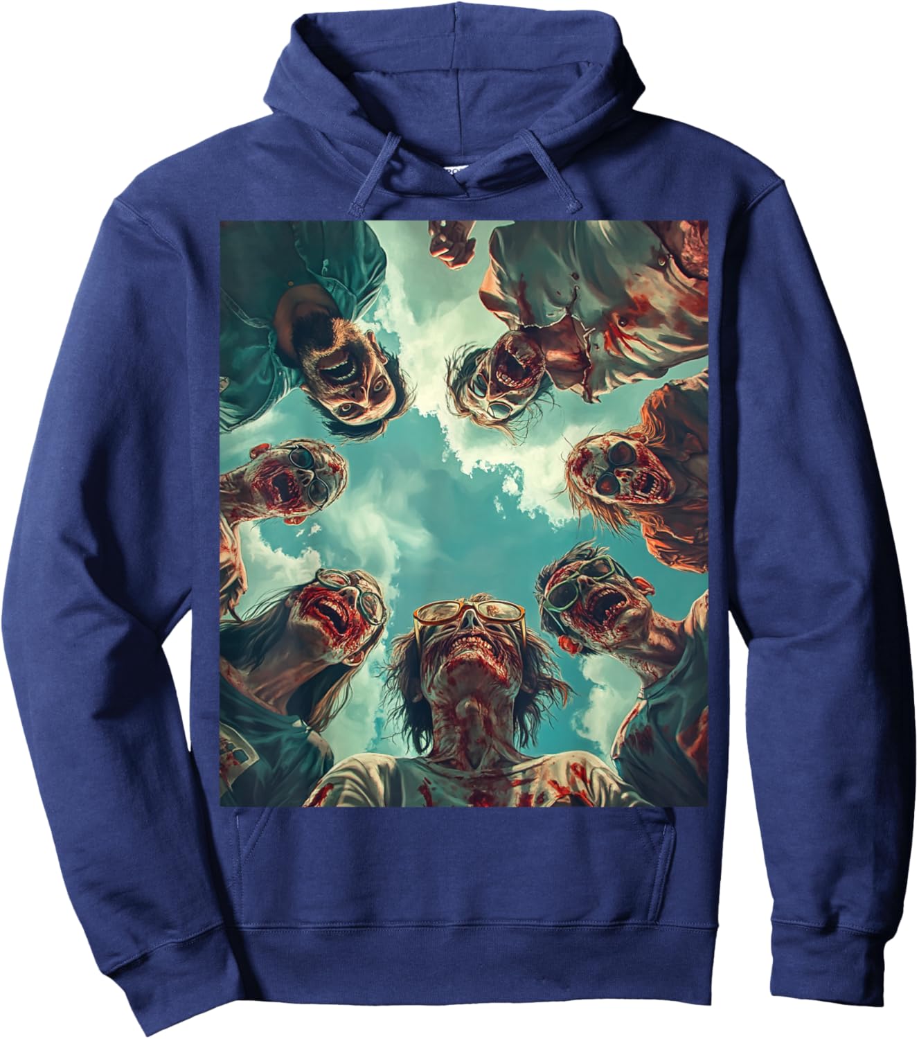 A Funny Halloween Clothing Zombies Taking a Selfie On Hoodie - Hoodie | Navy