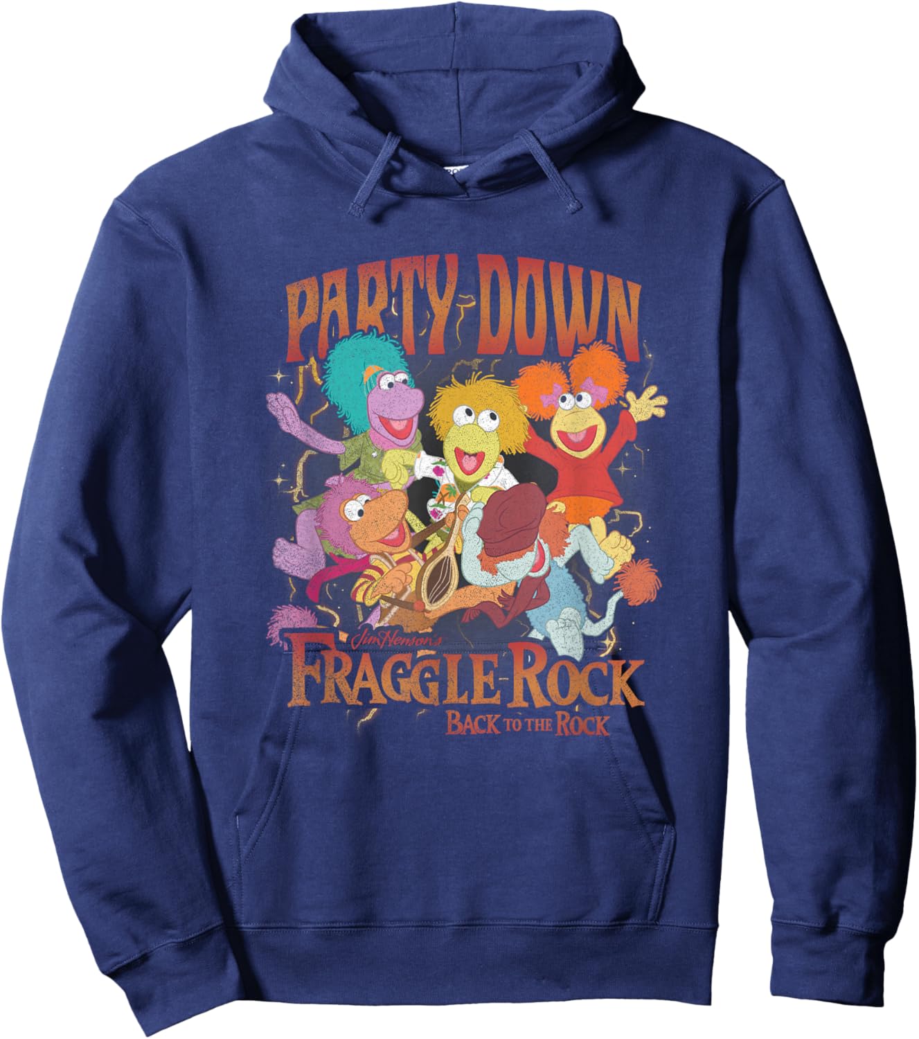 Fraggle Rock Party Down Back to The Rock Vintage Big Poster Hoodie - Hoodie | Navy