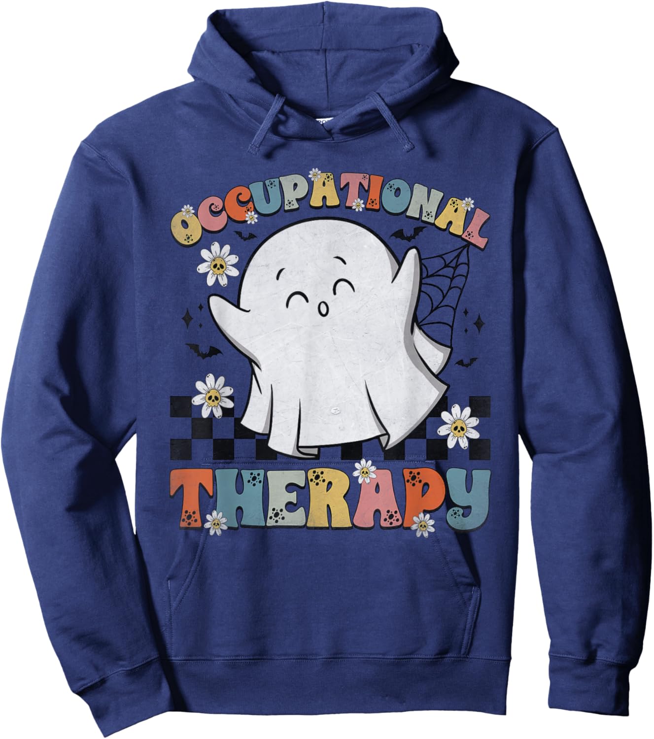 OT Occupational Therapy Halloween Retro Ghost OT Halloween Hoodie - Hoodie | Navy
