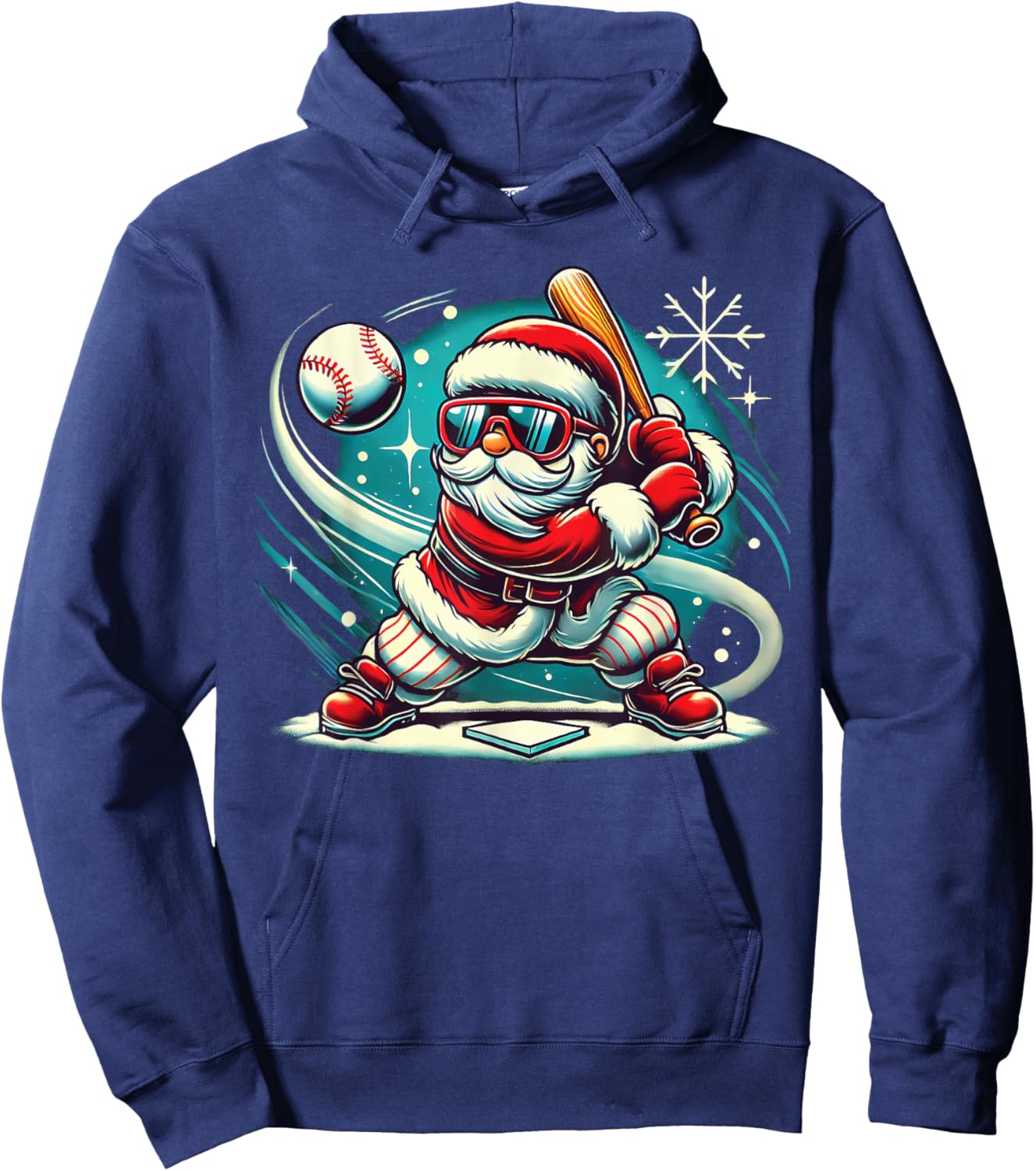 Cute Santa Claus Playing Baseball Boys Kids Teens Christmas Hoodie - Hoodie | Navy