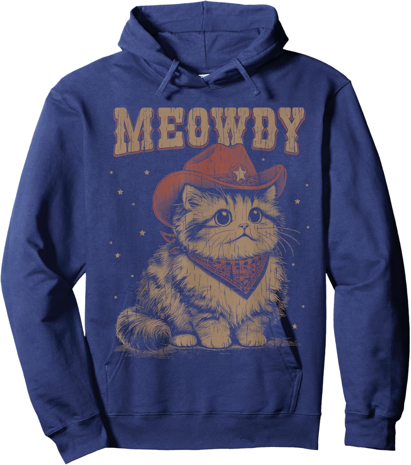 Meowdy Cat Western Cute Cowgirl Vintage Graphic Hoodie - Hoodie | Navy