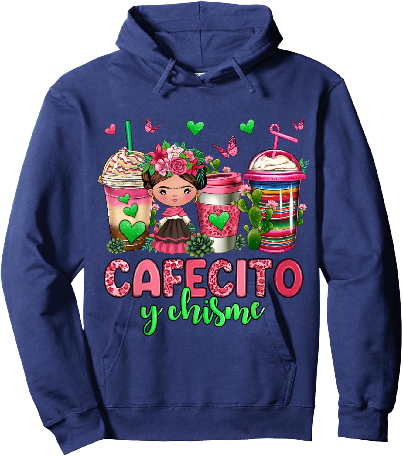 Cafecito y chisme coffee cups Hoodie - Hoodie | Navy