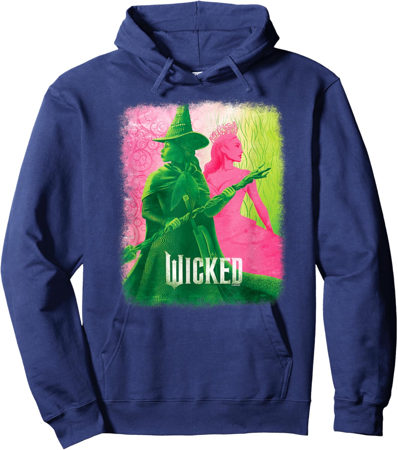 Wicked -Kids Movie Tie-In , Black, Small, Short Sleeve, , Tonal Effect Movie Design Hoodie - Hoodie | Navy
