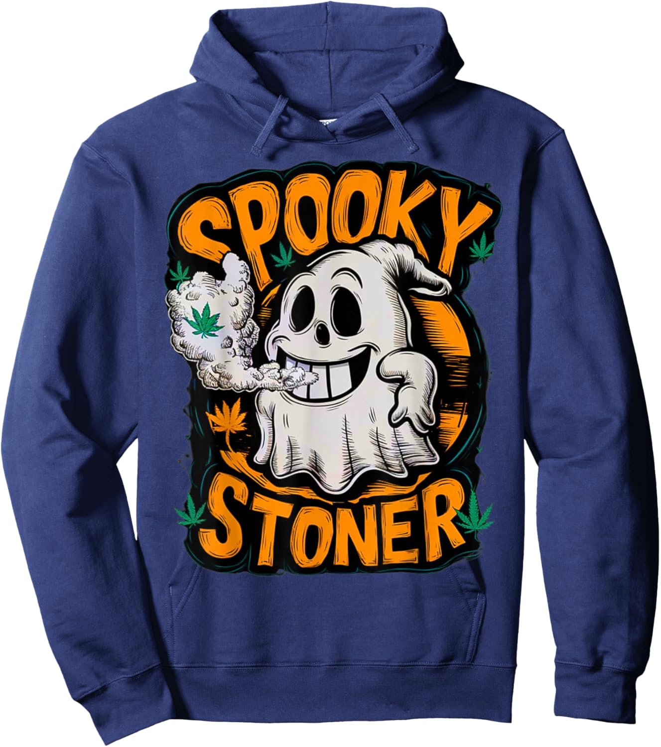 Spooky Stoner Funny Halloween Weed Cannabis Marijuana 420 Hoodie - Hoodie | Navy