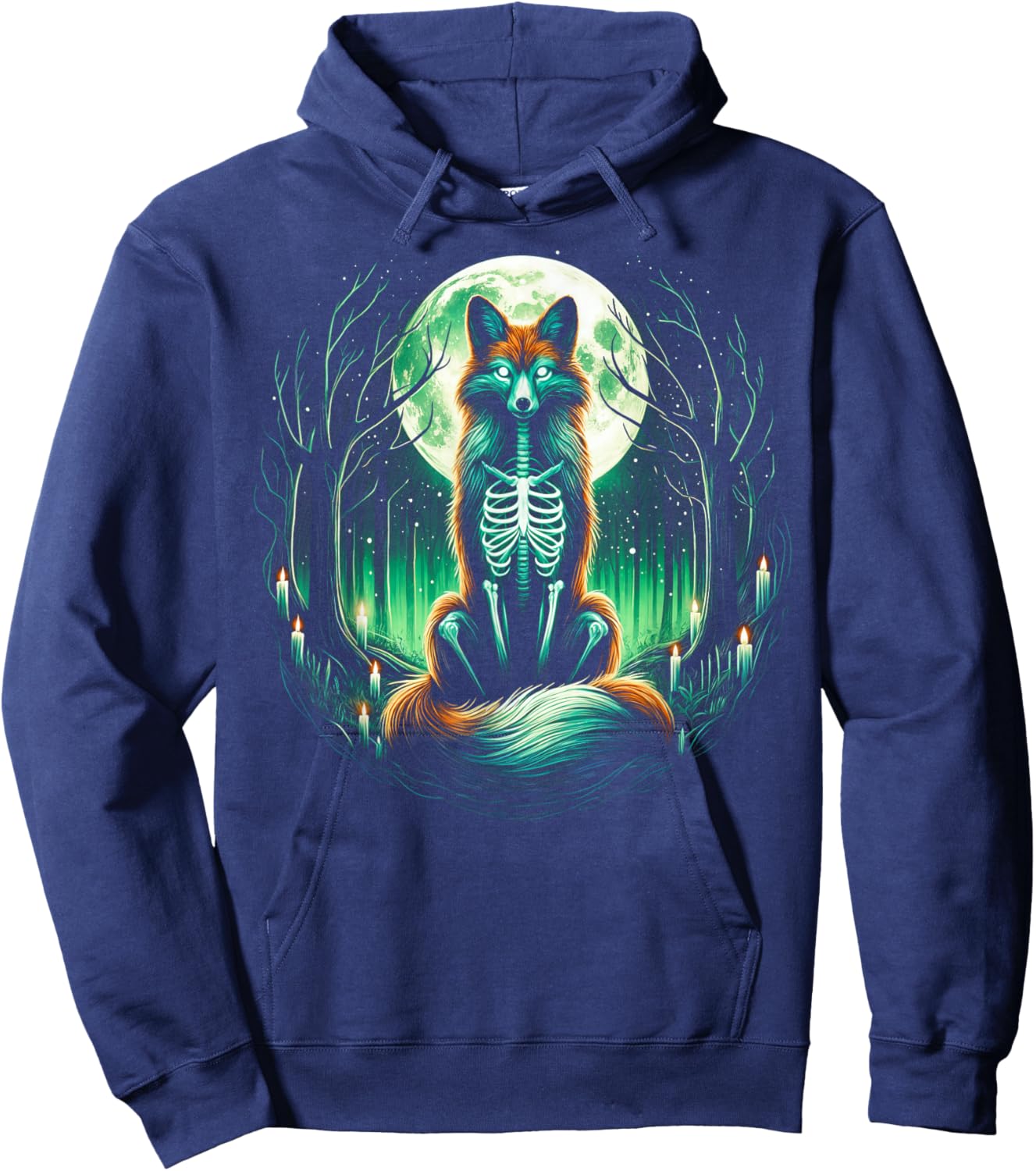 Cool Fox Skeleton Halloween Christmas Birthday Hoodie - Hoodie | Navy