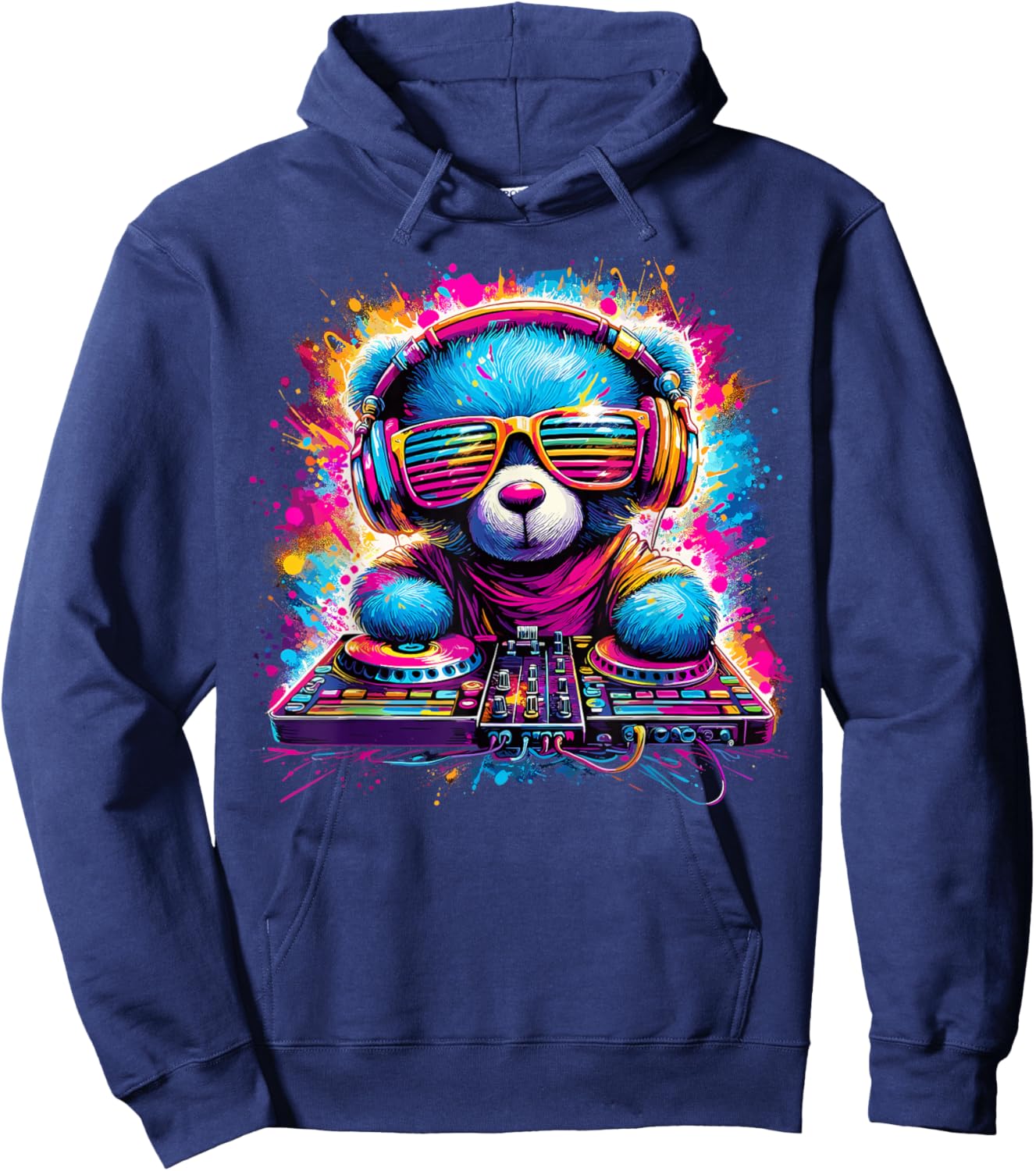 DJ Music Colorful Teddy Bear Hoodie - Hoodie | Navy