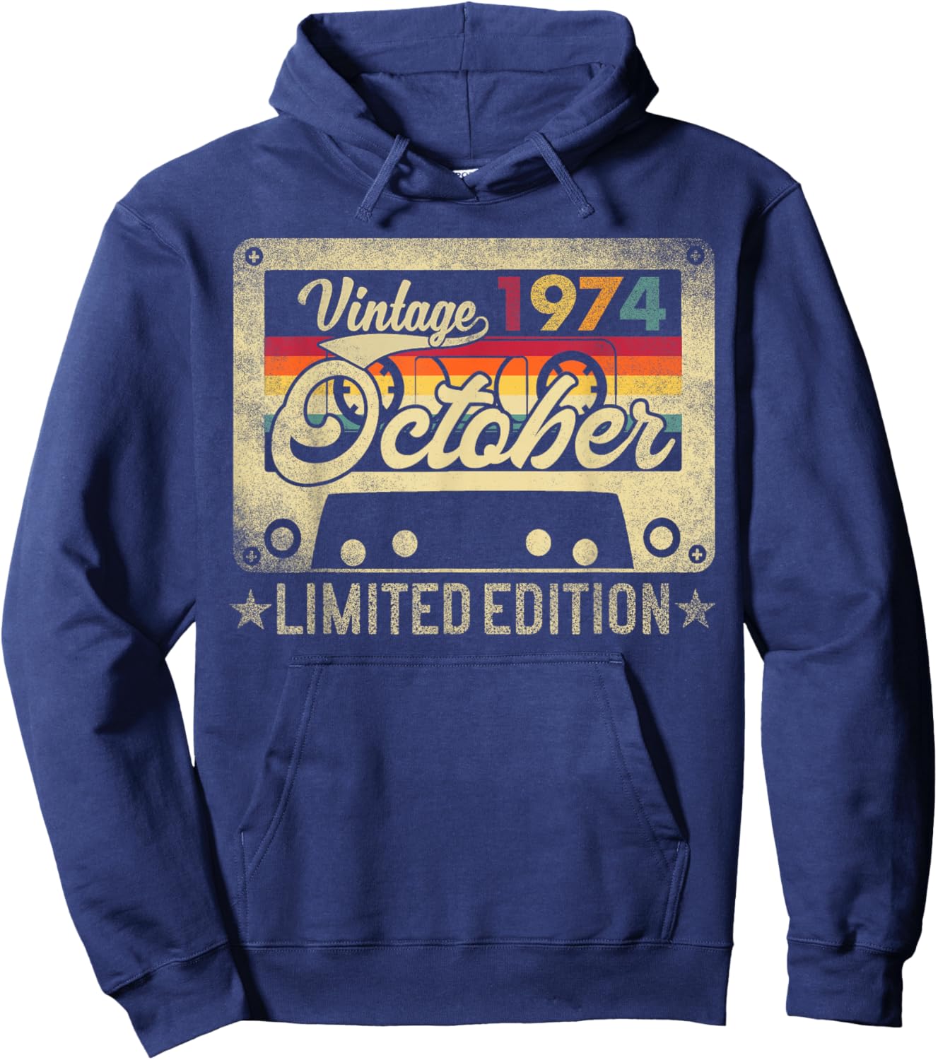 October 1974 Retro 51st Birthday Limited Edition Vintage Hoodie - Hoodie | Navy