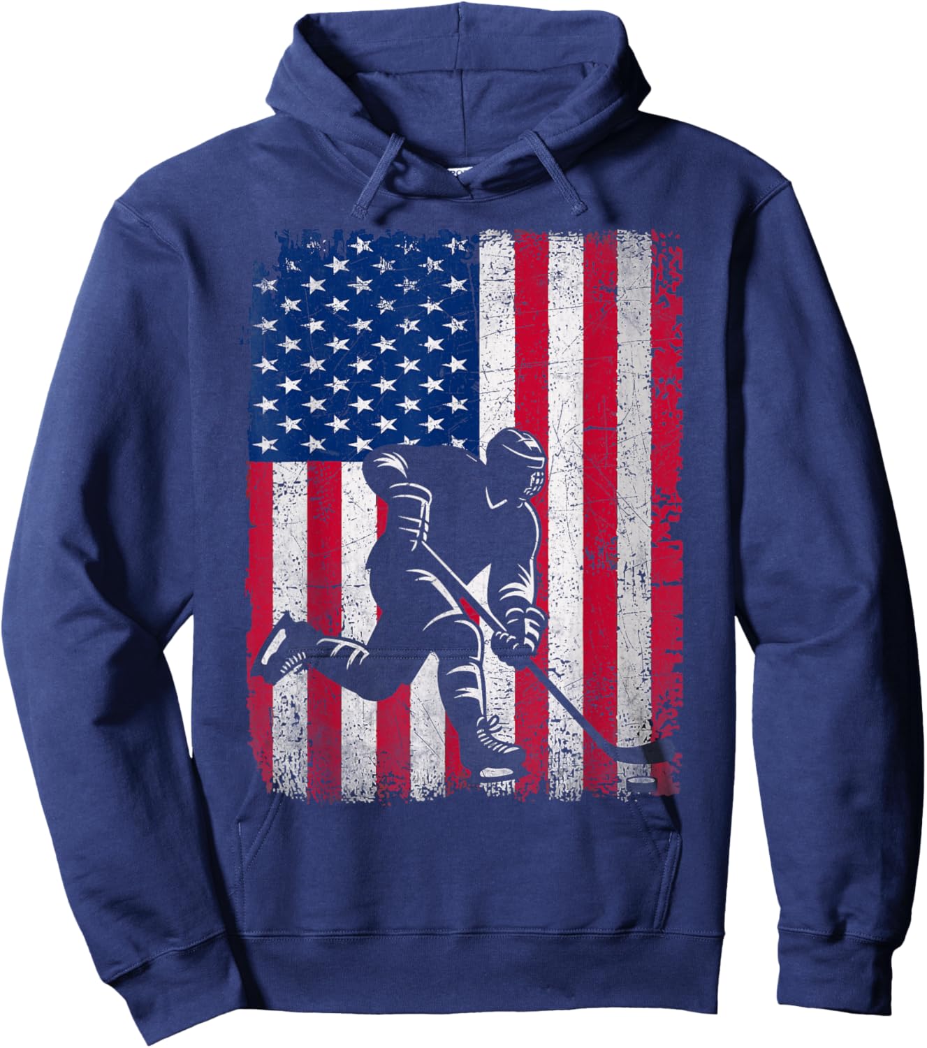 Ice Hockey US American Flag Boys Hockey Player Fan Hoodie - Hoodie | Navy