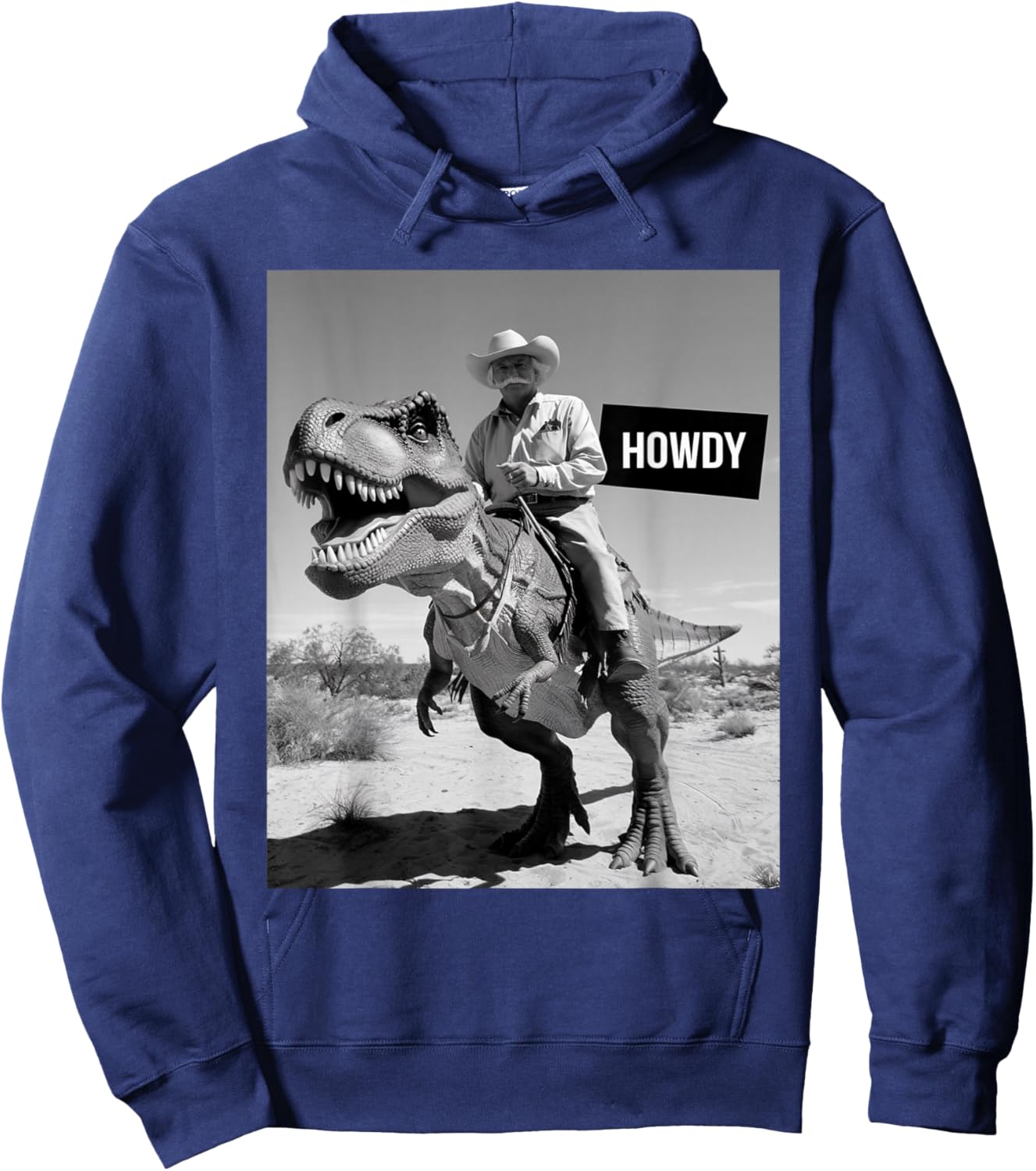 Funny Country Cowboy Riding Dinosaur Howdy Hoodie - Hoodie | Navy