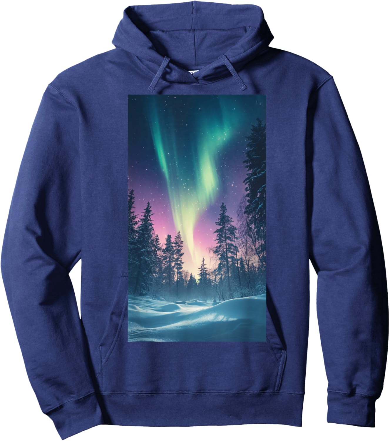 Northern Lights Snowy Forest Aurora borealis Hoodie - Hoodie | Navy