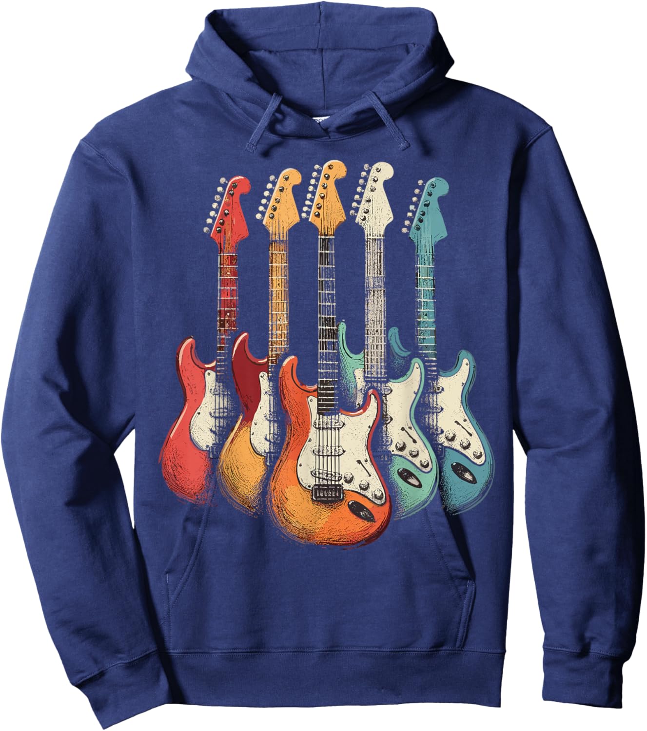 Guitars Guitarists Retro Music Guitar Hoodie - Hoodie | Navy