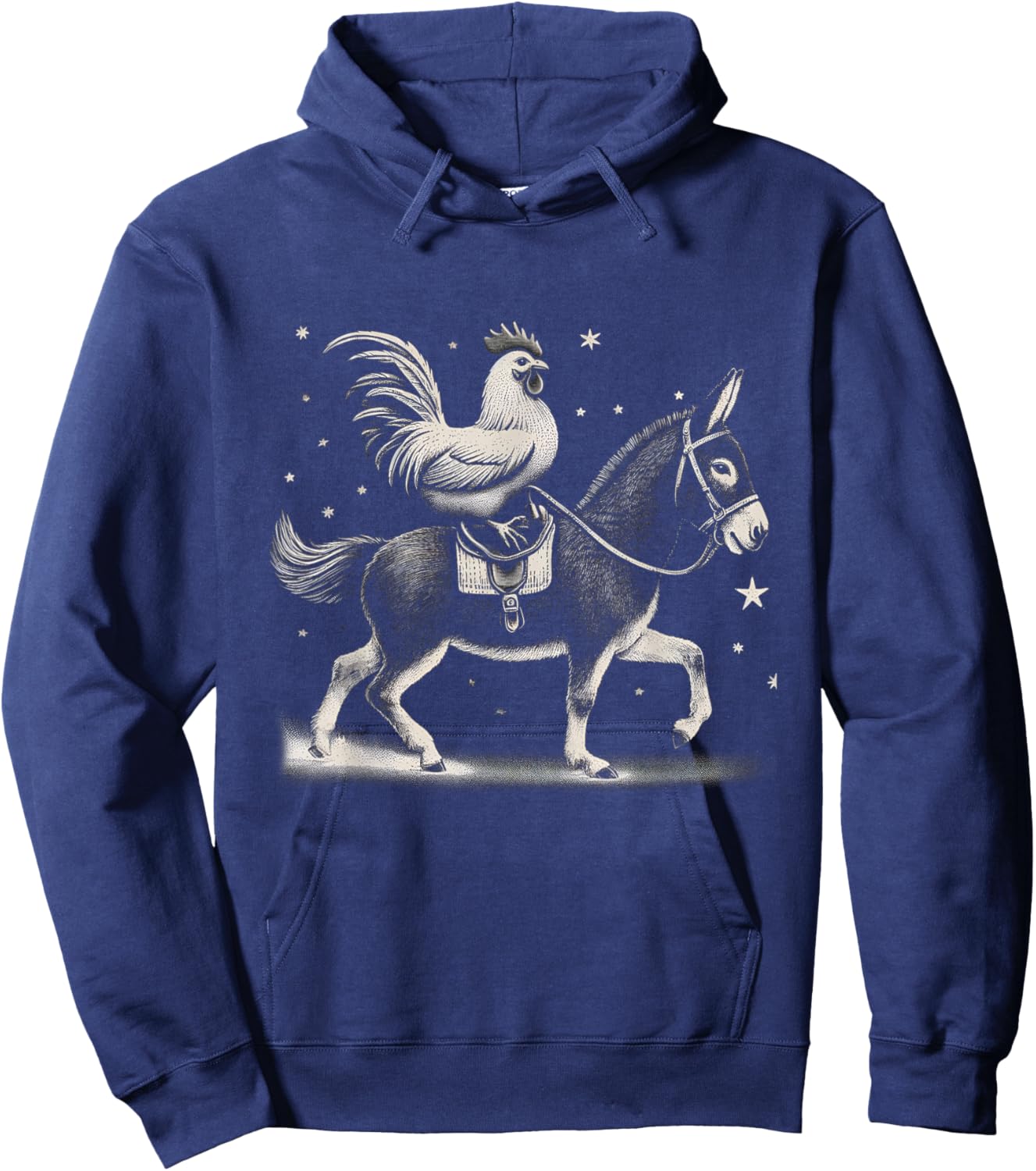 Funny Chicken Riding Donkey Chicken Lover Hoodie - Hoodie | Navy