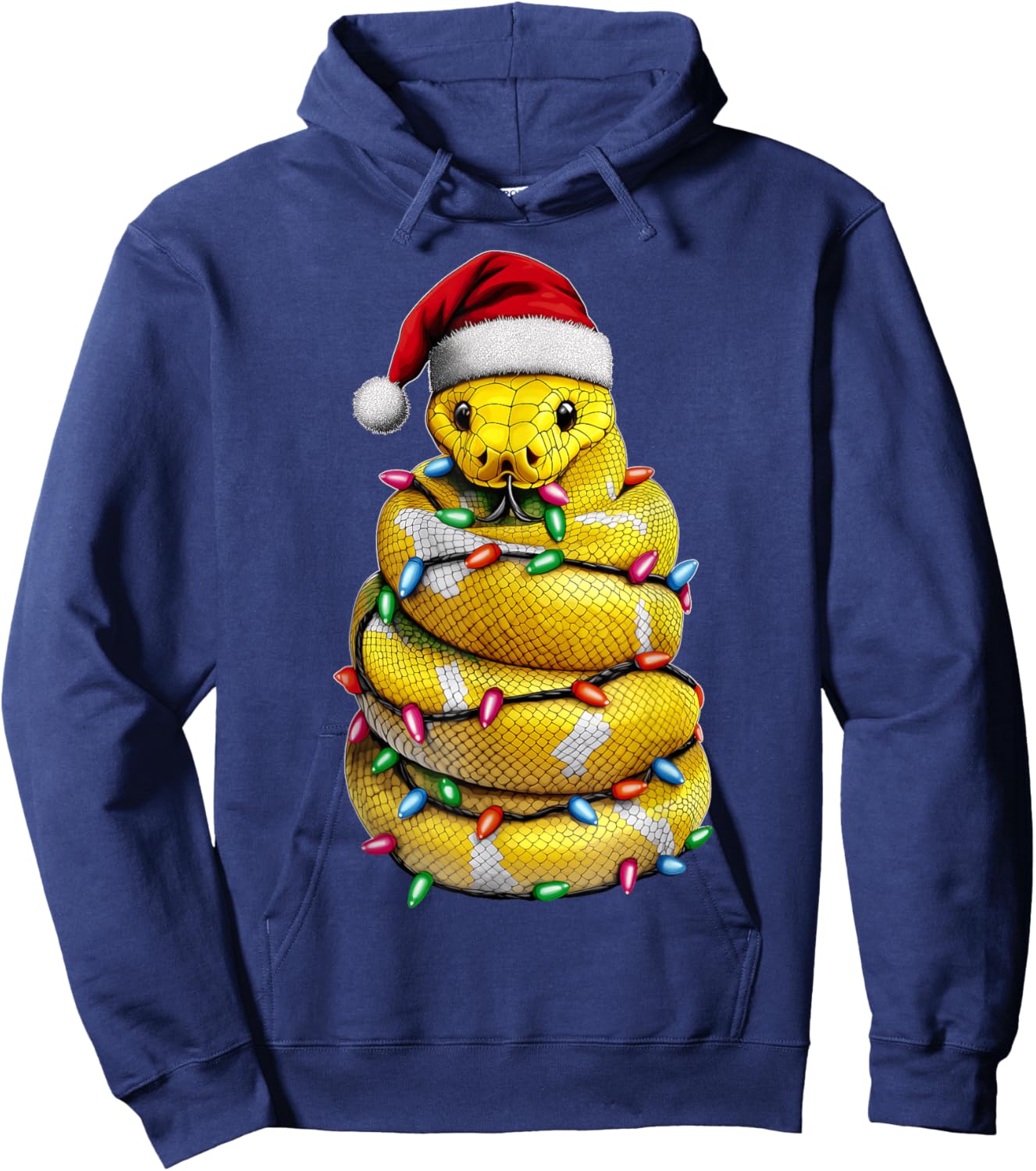 Ball Python Snake Christmas Hat Xmas Hoodie - Hoodie | Navy