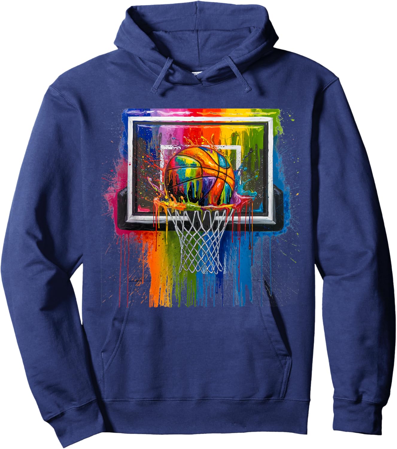 Colorful Basketball Tie Dye Paint Splash Hoop Drip Slam Dunk Hoodie - Hoodie | Navy