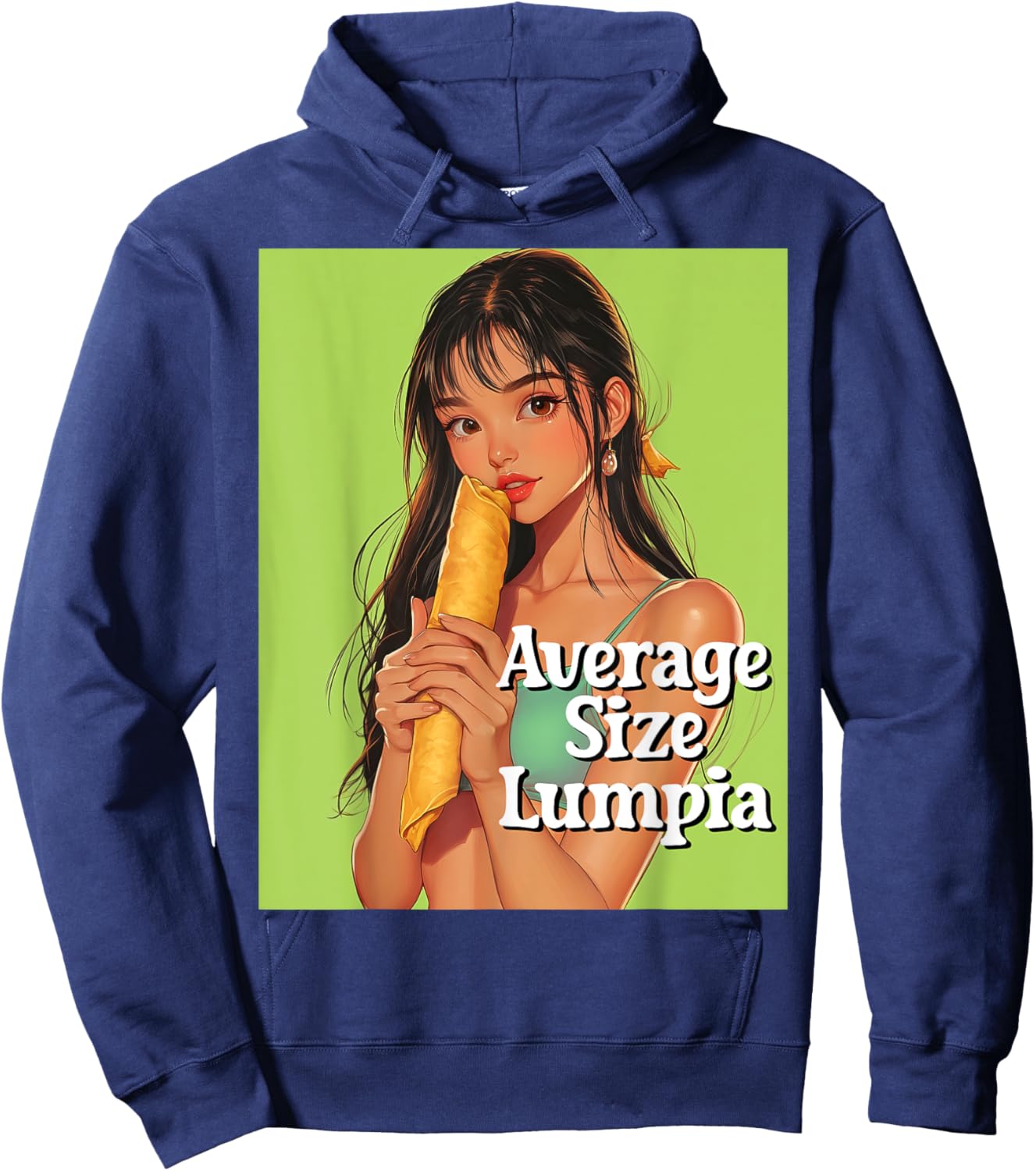 Makati T. T. Co. Average Size Lumpia Design -Adults Black Hoodie - Hoodie | Navy