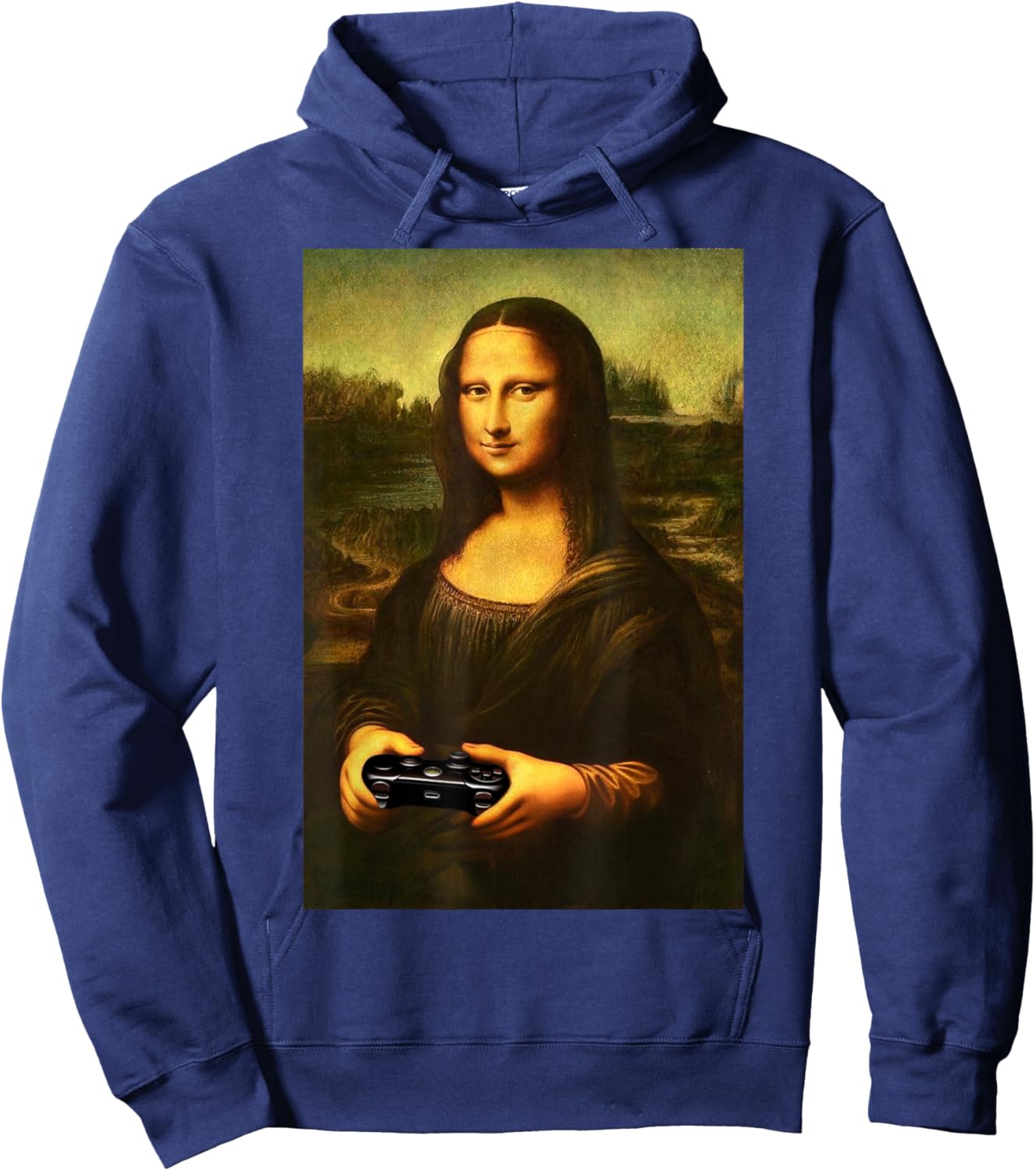 Mona Lisa PC Console Gamer Vintage Art Parody Funny Gamers Hoodie - Hoodie | Navy