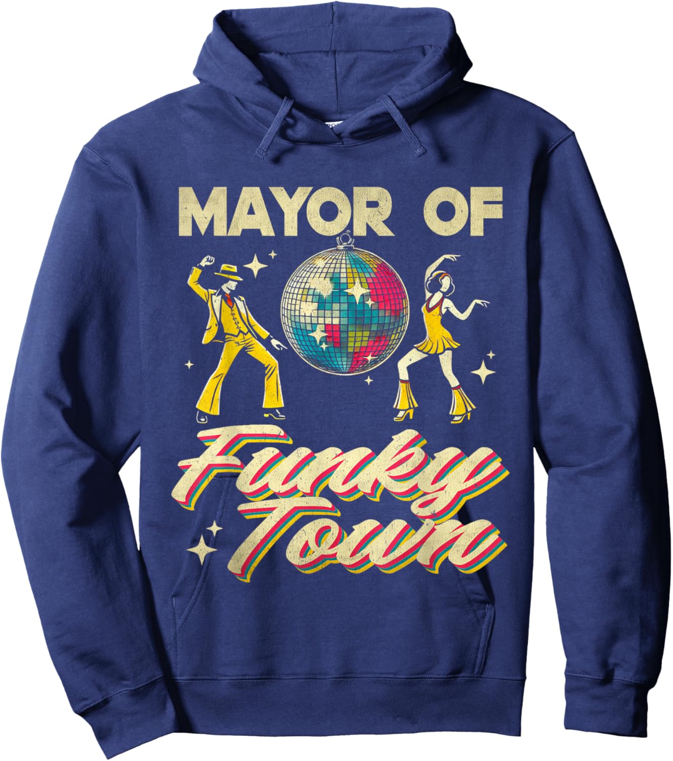 Mayor Of Funky Town Vintage Disco 80s Musician Funny Outfits Hoodie - Hoodie | Navy
