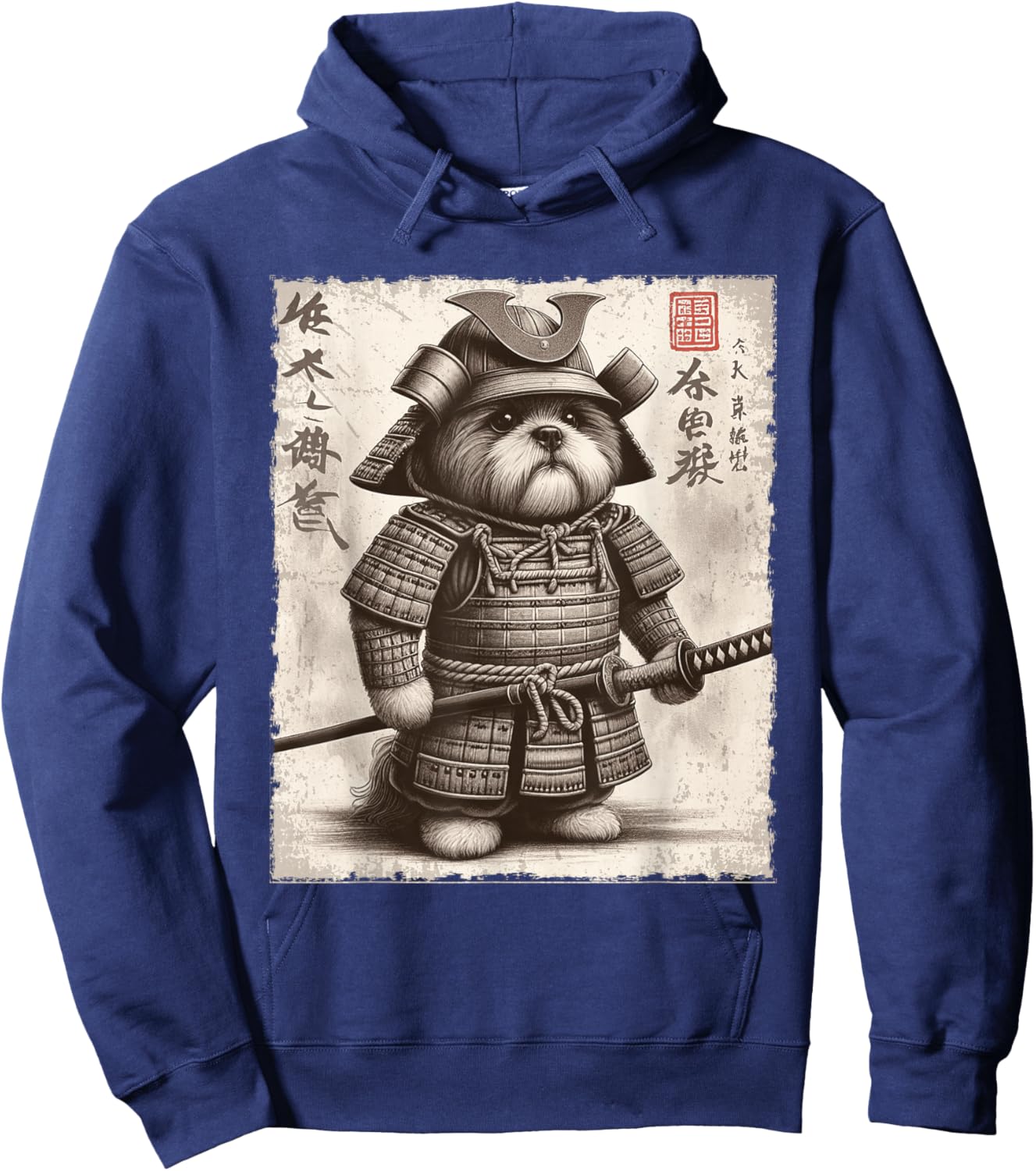 Funny Shih Tzu Dog Samurai Hoodie - Hoodie | Navy