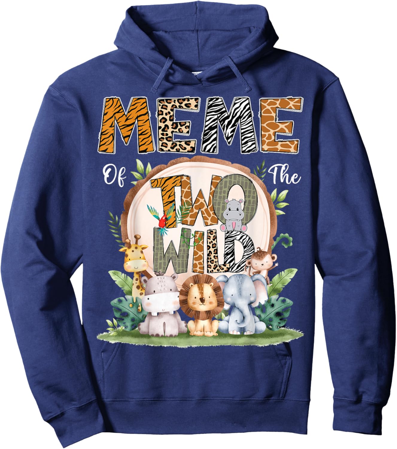 Meme Of The Two Wild Animal Safari 2Nd Birthday Party Hoodie - Hoodie | Navy