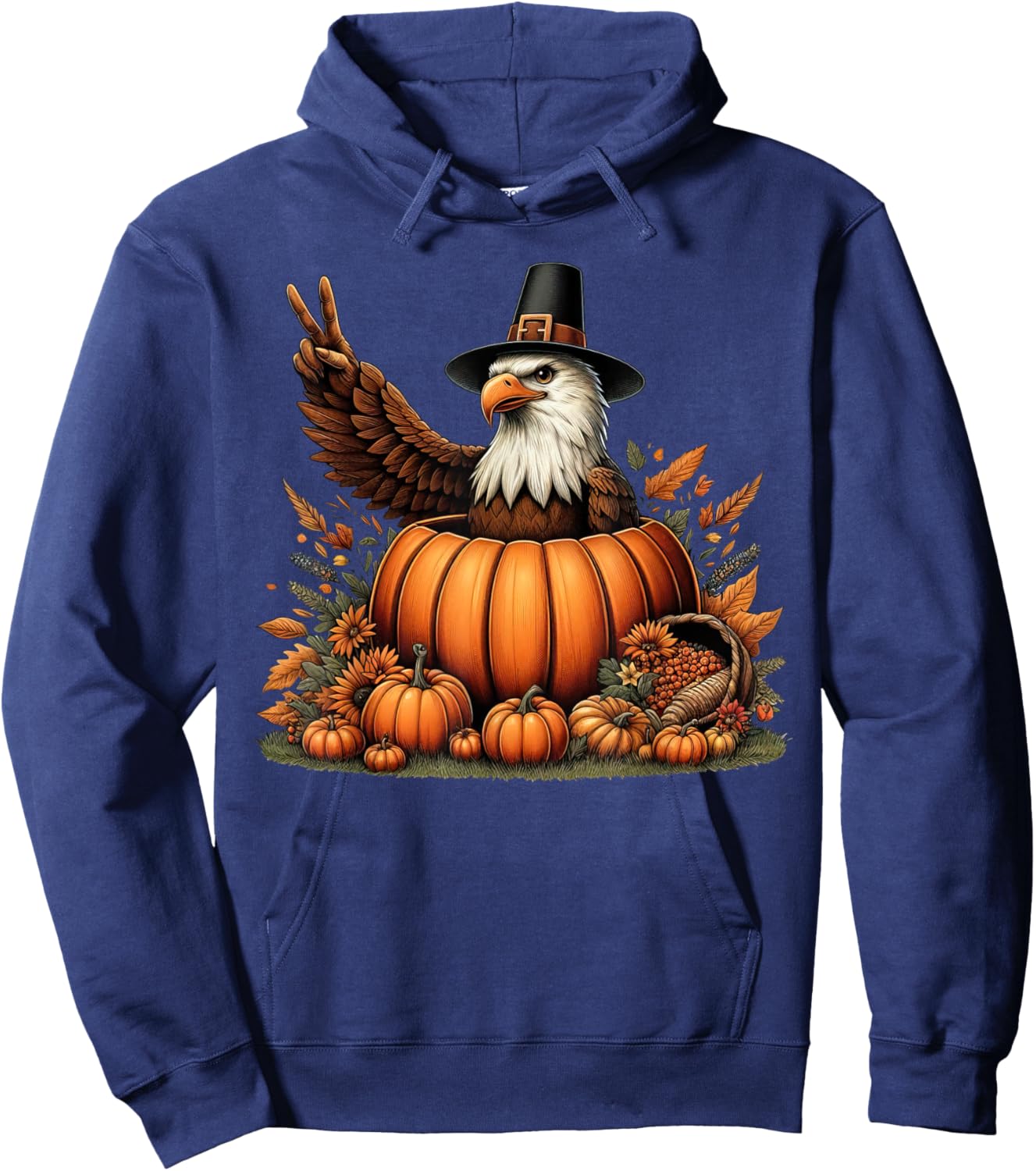 Autumn Pumpkin Fall Eagle Thanksgiving Kids Hoodie - Hoodie | Navy