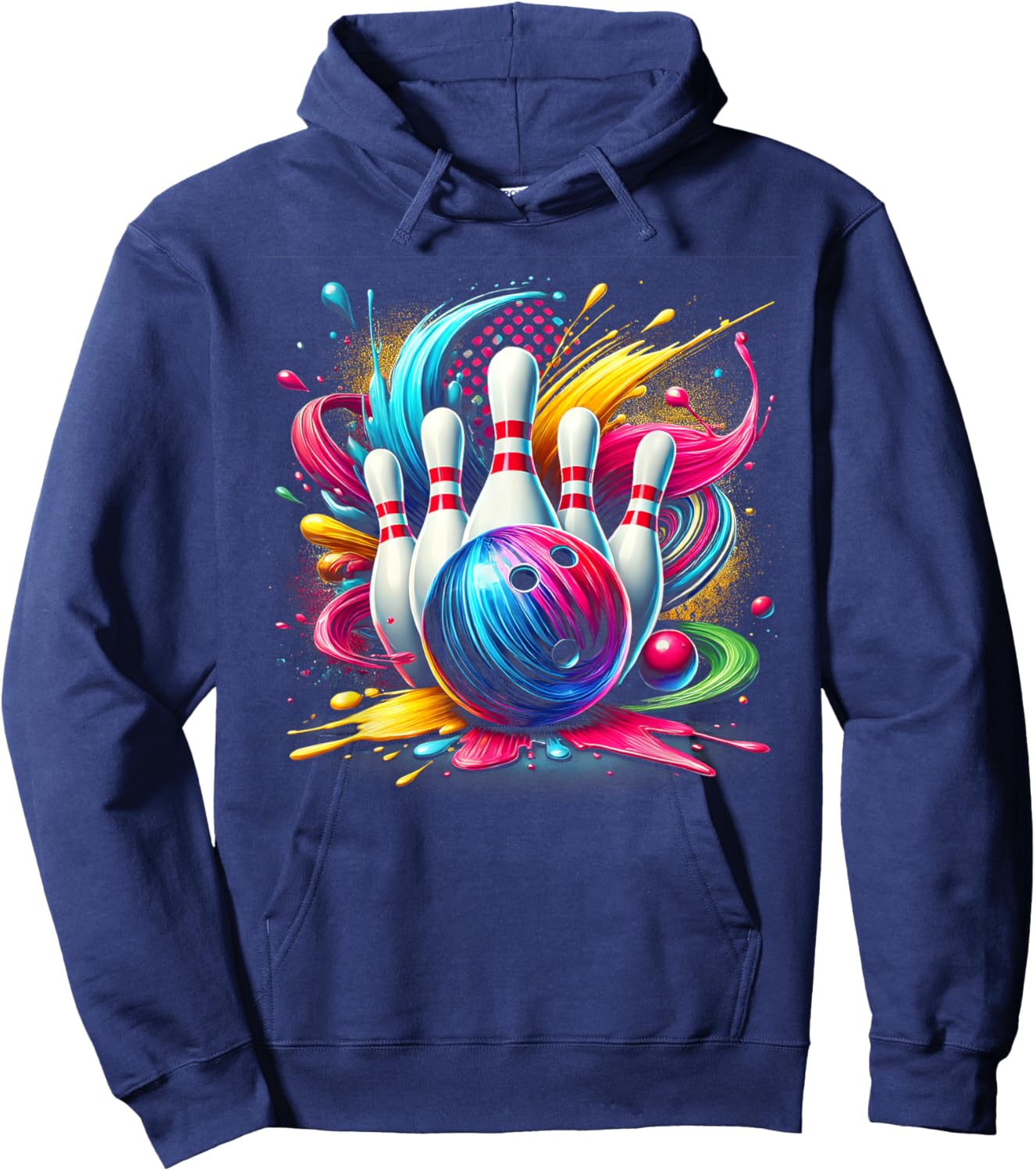 Colorful Bowling Game Day Bowling Flames Ball Hoodie - Hoodie | Navy