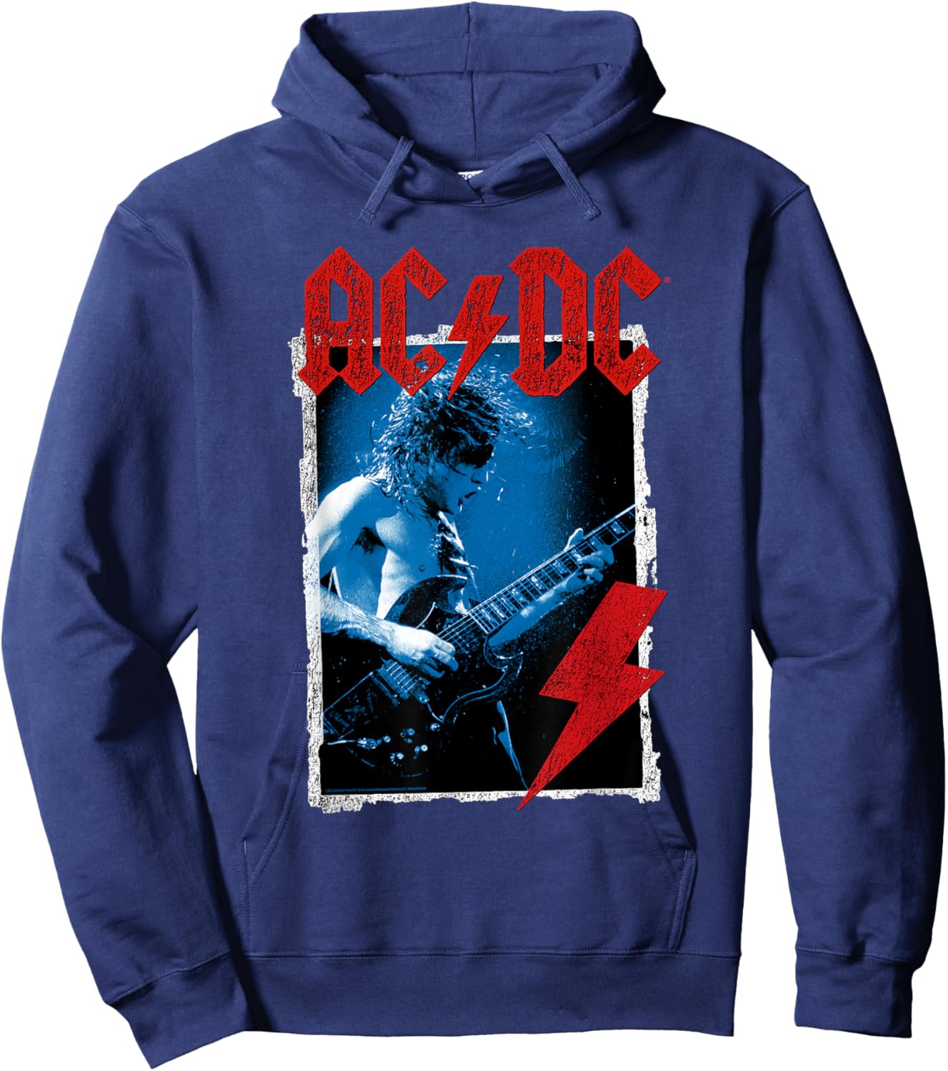 AC/DC Angus Young Blue Photo by Michael Putland Hoodie - Hoodie | Navy