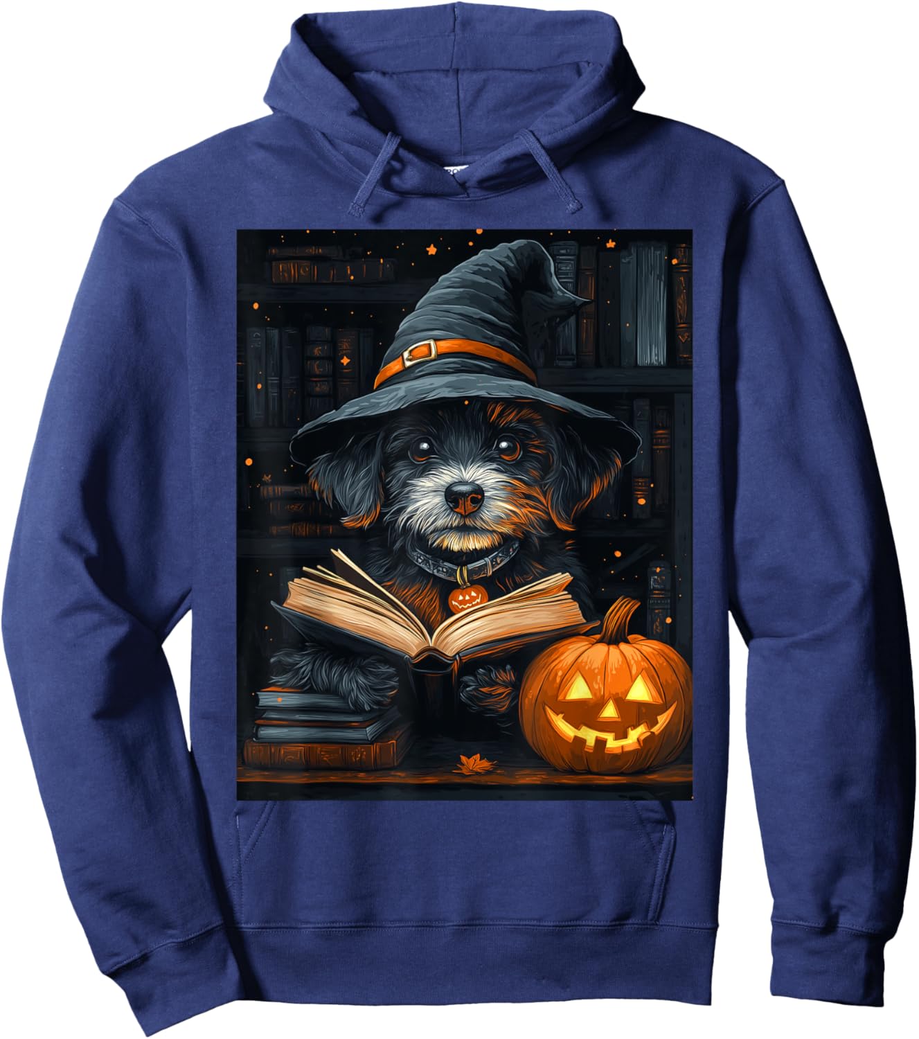 Halloween Girls Boys Cute Dog Book Pumpkin Kids Halloween Hoodie - Hoodie | Navy