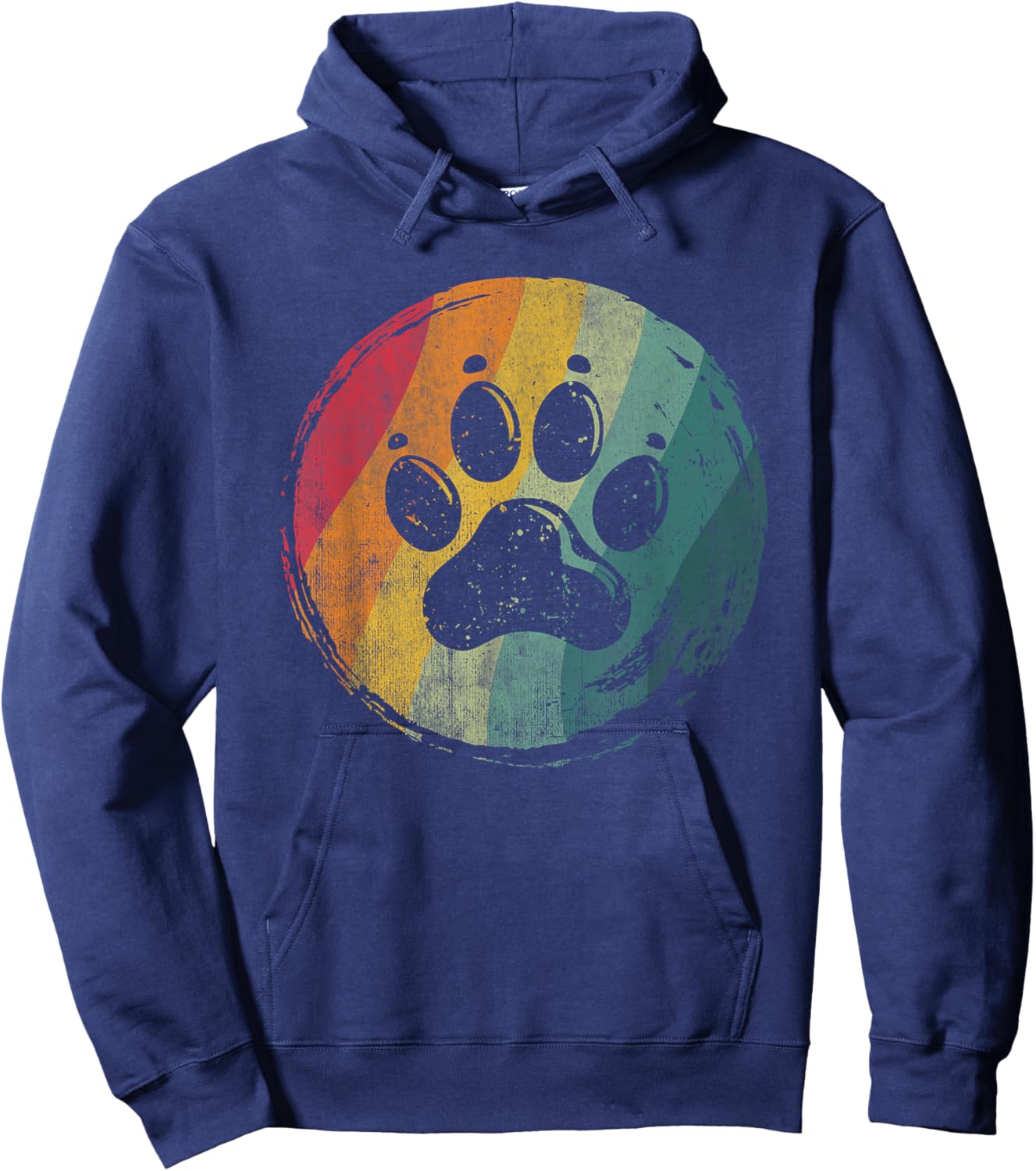 Retro Dog Paw Design Women Kids Hoodie - Hoodie | Navy
