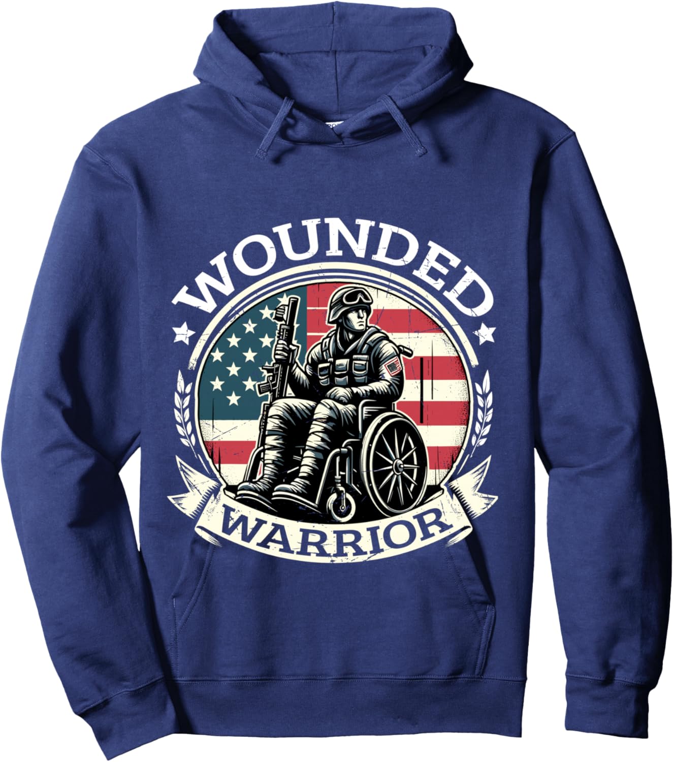 Wounded Warrior American Hero Veteran Military Support Hoodie - Hoodie | Navy