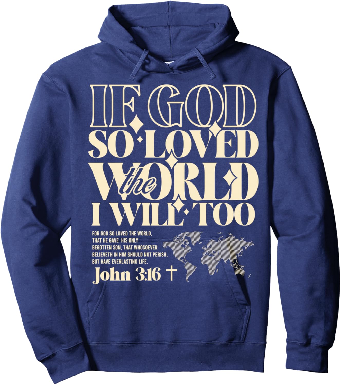 If God so loved the world- Aesthetic Christian - Bible Verse Hoodie - Hoodie | Navy