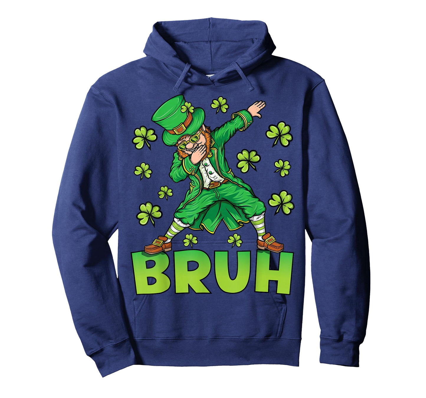 Funny St Patricks Day Dabbing Leprechaun Bruh T-Shirt - Hoodie | Navy