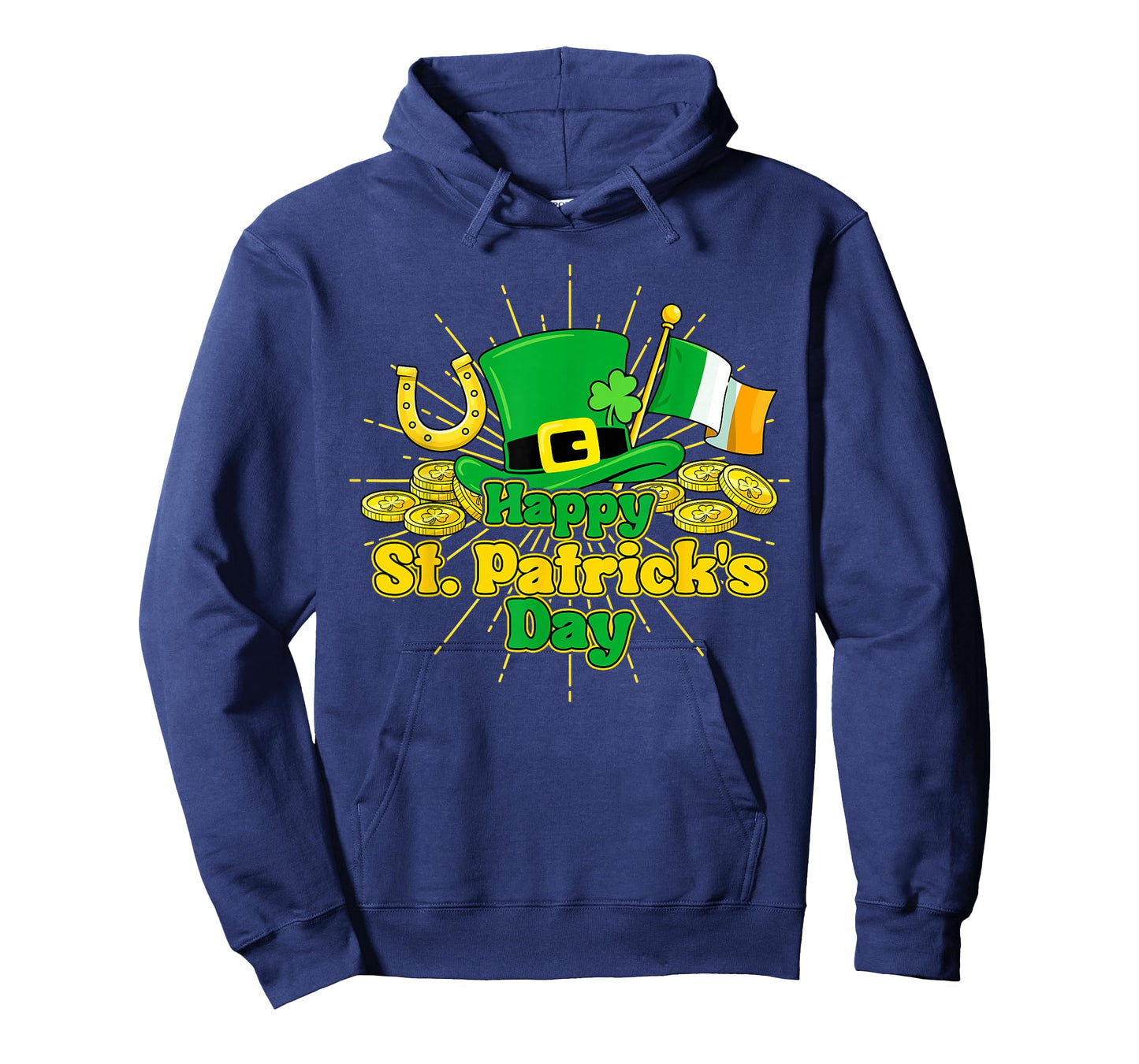 Happy St Patricks Day Green Irish Shamrock Men Women Kids T-Shirt - Hoodie | Navy