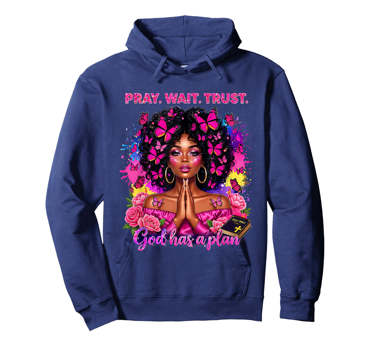 Christian Afro Faith God African American Black Women T-Shirt - Hoodie | Navy