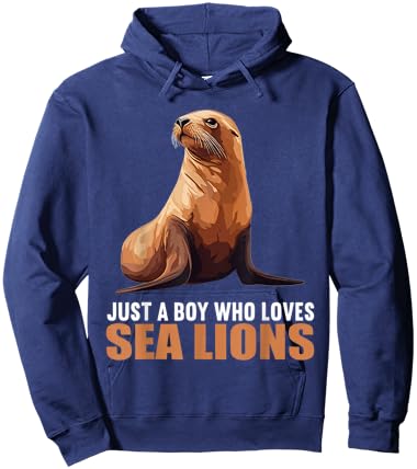 Just a Boy who loves Sea Lions. Sea Lions Sea Lion Hoodie - Hoodie | Navy