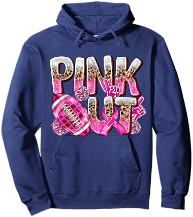 Pink Out Football Team Shirt Breast Cancer Awareness Month Hoodie - Hoodie | Navy
