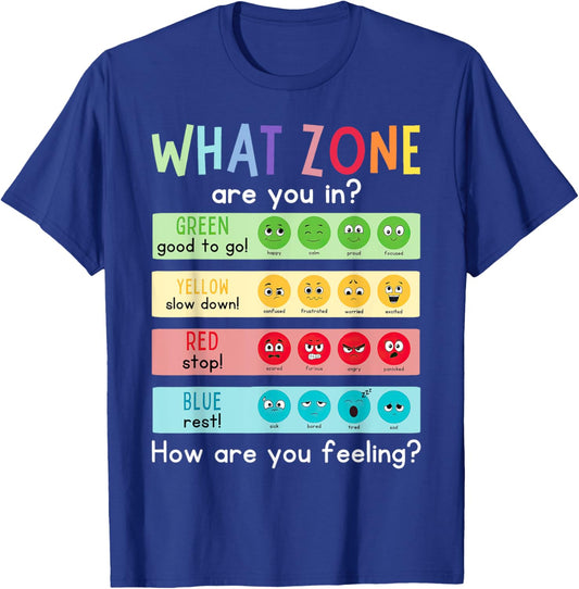 What Zone Are You In How Are You Feeling Funny Quote T-Shirt - T-Shirt | Royal